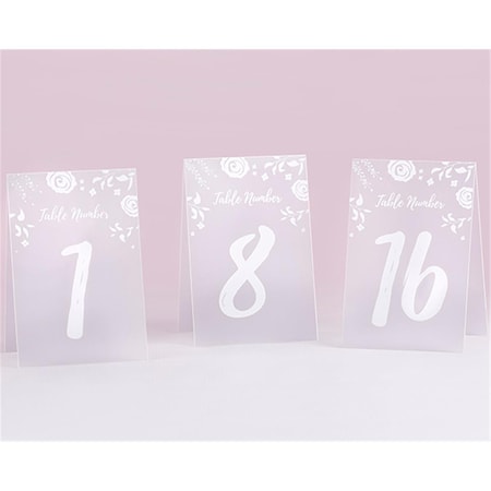 Kate Aspen Kate Aspen 18122NA White Frosted Floral Tented Table Numbers - 1 to 18 18122NA